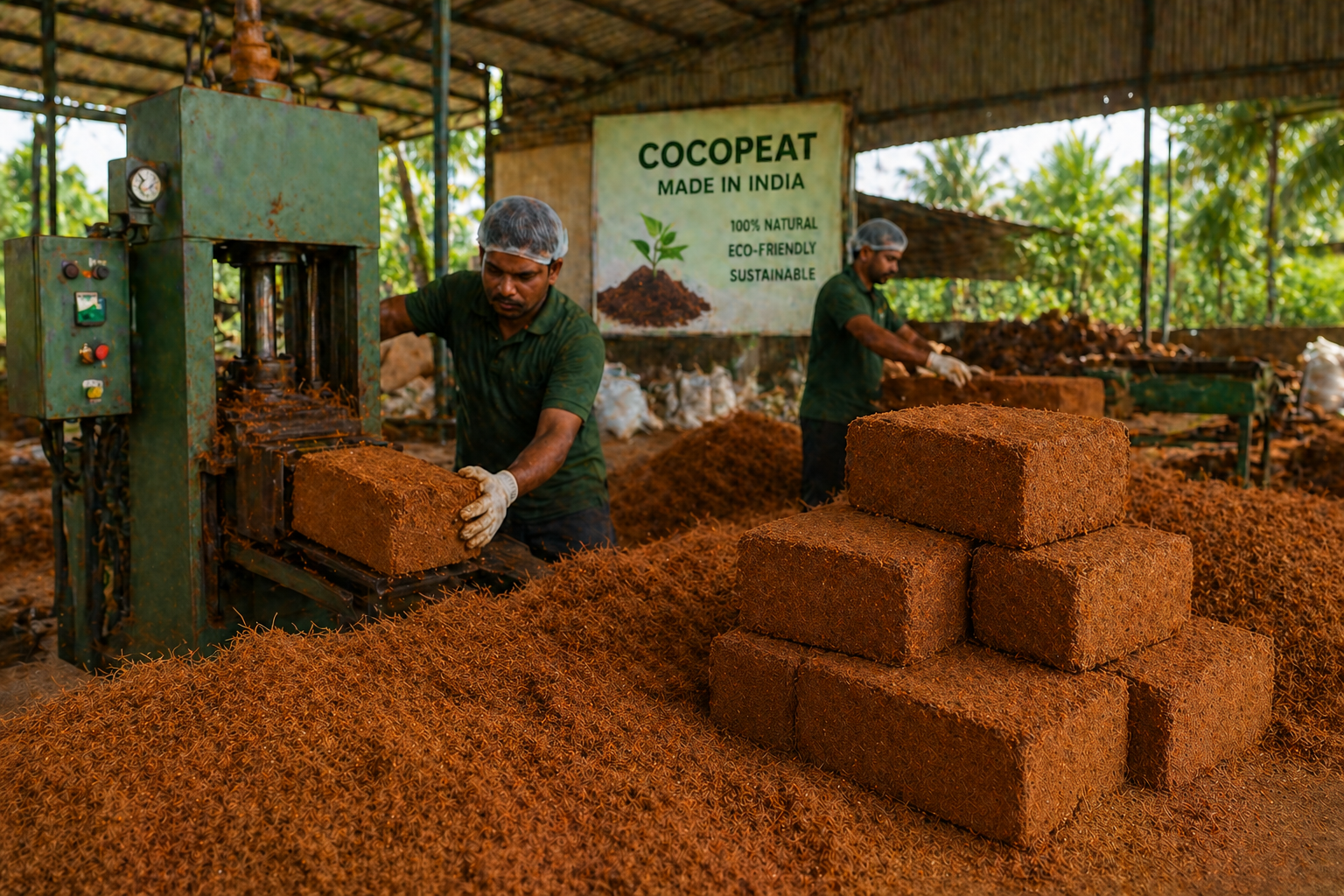 Premium cocopeat processing facility with modern equipment